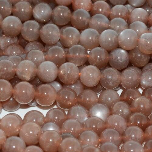 Natural Strong Flash ( Sunstone + Brown Moonstone ) Loose Round Beads 8mm