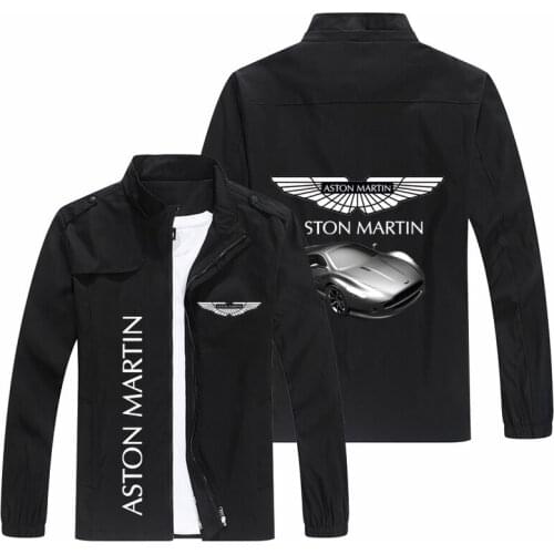 New 2021 Spring Autumn Aston Martin Car Logo Men Stand Collar Casual Sweatshirt Long Sleeve Zipper Cardigan Jacket 7 Colors