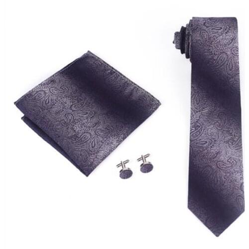 Ricnais New Fashion Print Tie Set 100% Silk Jacquard Men Necktie Hanky Cufflinks Set Pocket Square Mens Tie for Wedding Gift