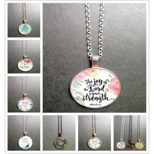 New Nehemiah 8:10 The Joy of The Lord Is Your Strength Bible Verses Nursery Verse Necklace Fashion Jewelry Religion Pendant