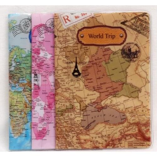 The Map to World Trip Passport Holder,Size:10*14CM PVC Leather Travel Passport Cover ID Credit Card Holder 3 Color to Choose