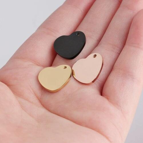 50pcs 15*15mm Gold/steel Color Stainless steel Material mirror finish small cute heart Charm for DIY Handmade Jewelry Making