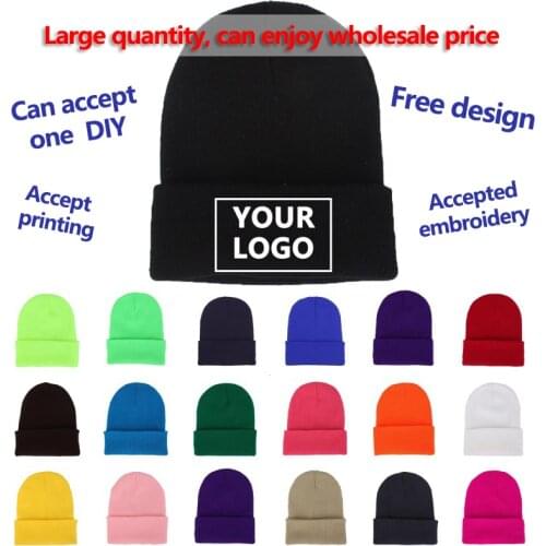 DIY Personality Design Custom LOGO Autumn Winter Solid Color Knit Hats Skullies Beanies For Men Women Team Knit Hip Hop Hats