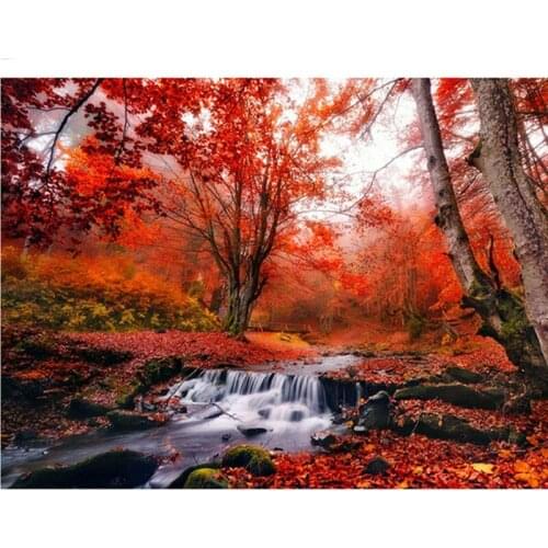 Autumn forest landscape 5D DIY diamond embroidery diamond painting fantasy Cross Stitch full drill Rhinestone mosaic decoration