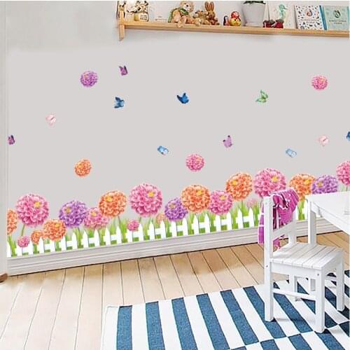 Dahlia baseboard corridor porch corner border decoration PVC self-adhesive wall stickers
