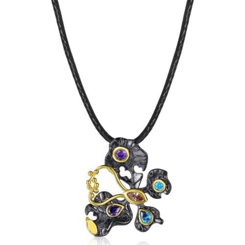 CIZEVA Charms Jewelry Elegant Butterfly Pendant Necklace for Women Vintage Shining Zircon Black Gold Filled Necklace Accessories