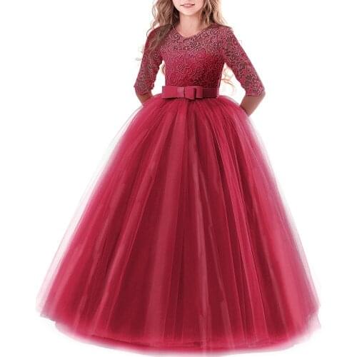 Tulle Princess Dress Flower Girls Wedding Dress for Kids Child Bridesmaid First Communion Dress Ball Gown Long Tulle Lace Dress