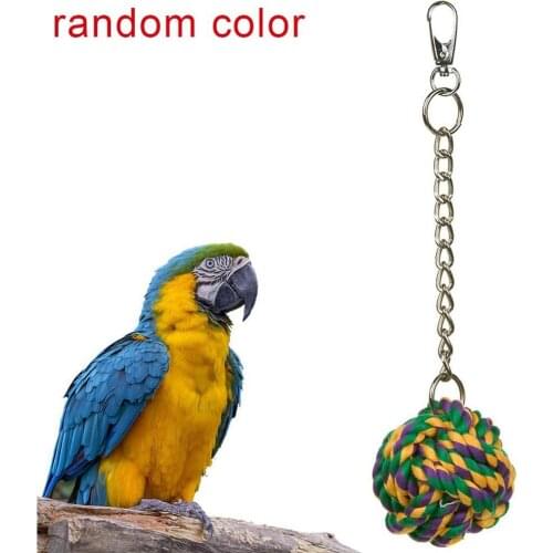 Bird Parrot Cotton Rope Chain Ball Hanging Cage Decor Pet Climbing Chew Toy Weaving Spherical Handicrafts Bird Cage Decorations