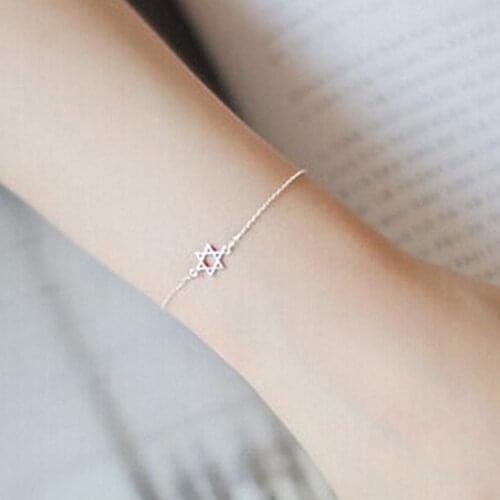 DreamySky 2018 Real Pure Silver Color David Star Bracelets For Women pulsera de plata Drop Shipping