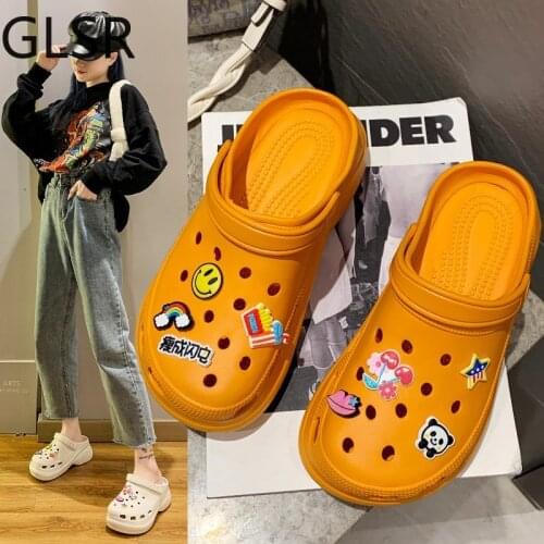 Summer Women Clogs Quick Dry Wedges Garden Shoes Beach Sandals Antiskid Home Slippers Thick Sole Increased Flip Flops for Women