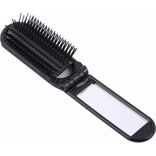 1PC New Fashion Portable Folding Hair Brush With Mirror Compact Pocket Size Purse Travel Comb Professional Travel Hair Combs