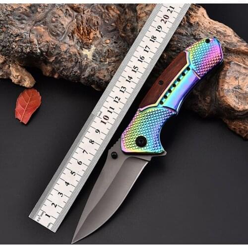 1 Folding Knife Color Handle Multifunctional Outdoor Folding Knife Camping Self-defense Folding Knife