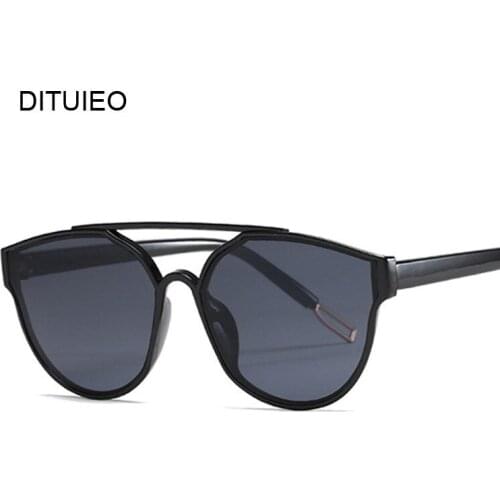 Fashion Brand Cat Eye Sunglasses Women Twin-Beams Sun Glasses Female Retro Coating Mirror Glasses Flat Panel Lens