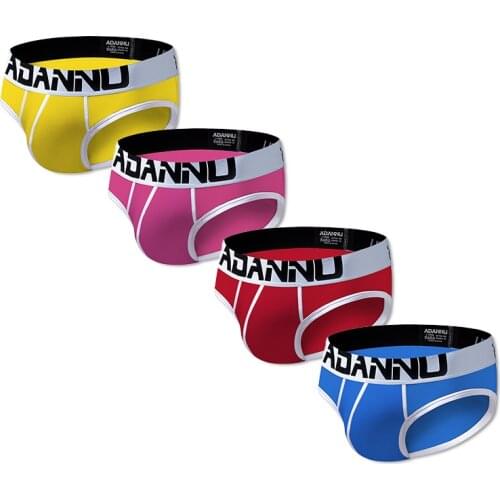 4 PCS/LOT Brand Men Briefs Cotton Men Underwear Breathable U Convex Low Waist Underpants Cueca Tanga Patchwork 4 Color