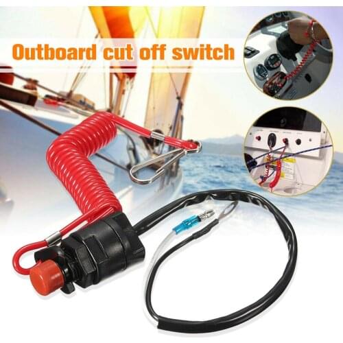 Boat Motor Emergency Kill Stop Switch for Yamaha /Tohatsu Outboard Stop Kill Switch Cut Off Switches with Safety Tether Lanyard