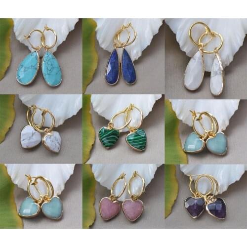 Z10948 Multicolor Drop Heart Faceted Gemstone Dangle Earring