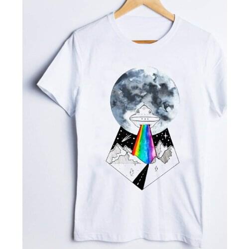 Tees for Women Print UFO Alien Fashion Casual Cartoon 90s Ladies Clothes Lady Tops Clothing Female T Shirt Womens T-Shirt