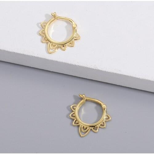 DORIN Genuine 925 Sterling Silver Lace Hoop Earrings for Women Wedding Party Charming Jewelry