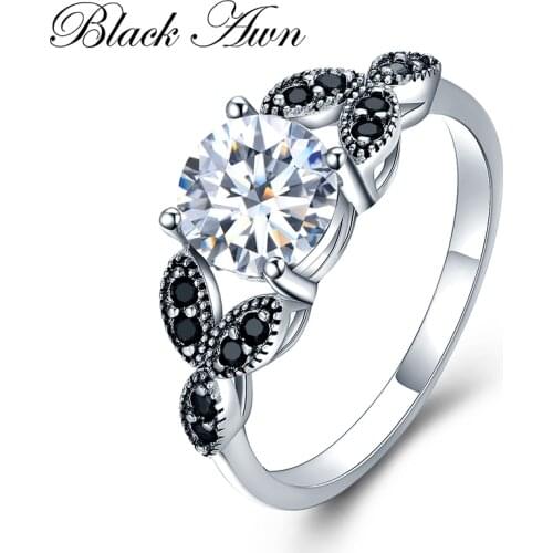 Classic 925 Sterling Silver Fine Jewelry Trendy Engagement Bague for Women Wedding Rings Bijoux Size 6 7 8 9 10 C035