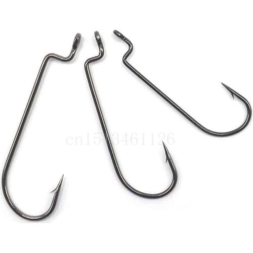 100Pcs/Lot Fishing Hooks Worm Hook Fishhooks Black Nickel Fishing Stainless Steel Hooks Size 6#-5x0# Fish Carp Fishing Hooks