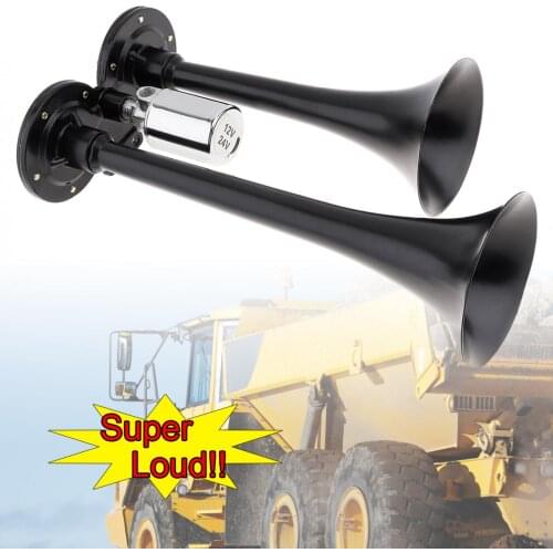 12V 178DB Universal Super Loud Black Dual Car Trumpet Electronically Controlled Car Air Horn for Cars / Trucks / Boats