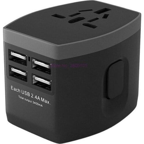20pcs Universal Travel Charger Adapter 4 USB Part Adaptor Worldwide Electrical Socket US UK EU AU International Travel Plug