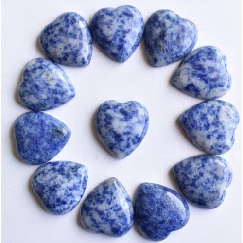 2021 Fashion good quality Natural sodalit heart shape cab cabochons beads for jewelry making 25mm wholesale 12pcs/lot free
