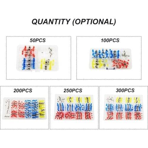 250pcs Heat Shrinkable Solder Ring Wiring Terminals Connection Terminal Heat Shrinkable Type Waterproof Connecting Terminal Kit