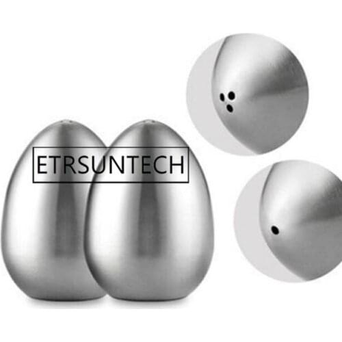60pcs Stainless Steel Egg Shaped Salt Pepper Shakers Condiment Storage Bottles Jar Table Server Kitchen Tools