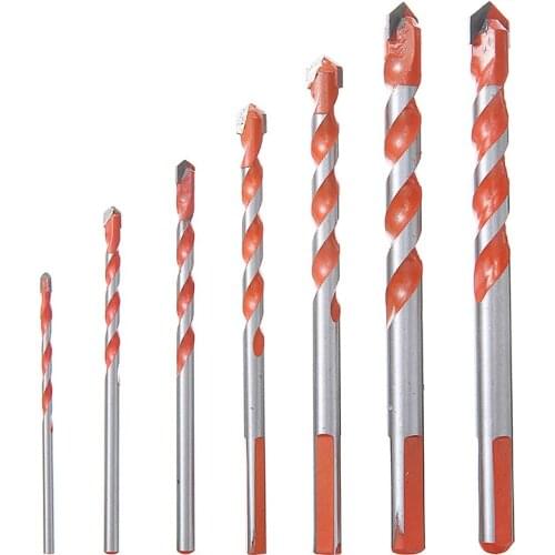 7pcs 3/4/5/6/8/10/12mm Multi-functional Glass Drill Bit Triangle Bits Ceramic Tile Concrete Brick Wood Hole Drilling Bit