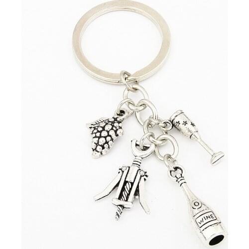 European and American cocktail grape wine bottle opener wine glass grape wine keychain bar keychain