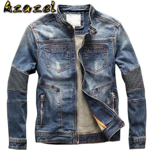 MenS Denim Jacket Coats Vintage Old Fashion Automotive Jeans Jacket For Mens Casual Male Denim Jackets Plus Size 3XL C2086