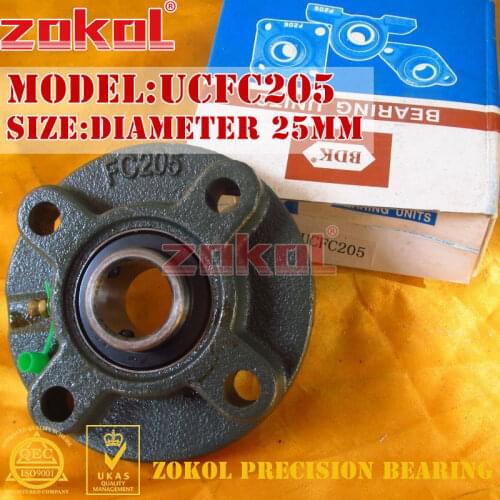ZOKOL bearing Flange Cartridge Bearing Units UCFC205 TY90505Y Pillow Block Ball Bearing diameter 25mm