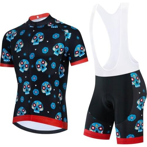 2021 Blue Skull Cycling Jersey Bib Shorts Sets Bike uniform Suits Cycling Clothing Ropa Ciclismo MTB Bike Clothes