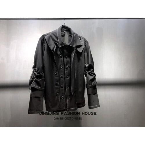 2019 Black bright line design three layers jacket men and women