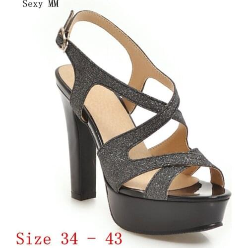 Summer Pumps Women Peep Toe High Heels Party Wedding Platform Gladiator Sandals Woman High Heel Shoes Plus Size 34- 40 41 42 43