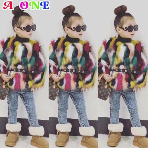 Winter girls Fur girls coat kids jacket toddler girl winter clothes fashion faux fur clothing for baby fur coat kids