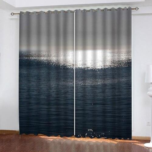 Beautiful Photo Fashion Customized 3D Curtains grey lake curtains living room windproof thickening blackout curtains