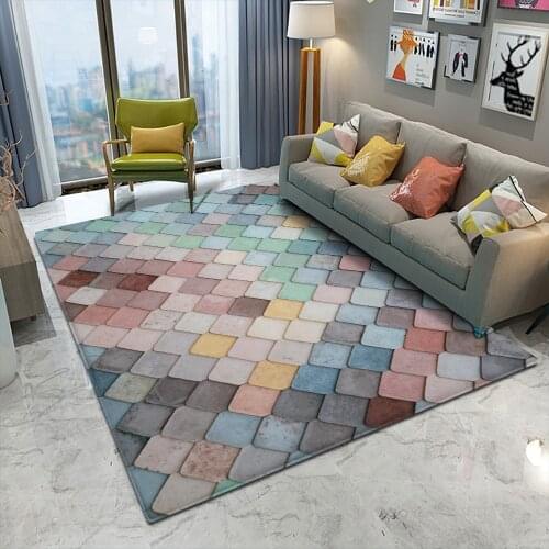 Fashion Geometric Comfortable Door Mat Rug Flannel Non-slip Carpet Cushion Modern Pink Blush Tones Diamond Living room Decor Rug