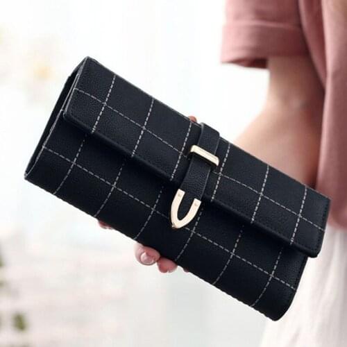 New Long Plaid Women Wallets Ladies Leather Purses With Coin Pocket Large Capacity Card Holder Fashion Clutch bag For Female