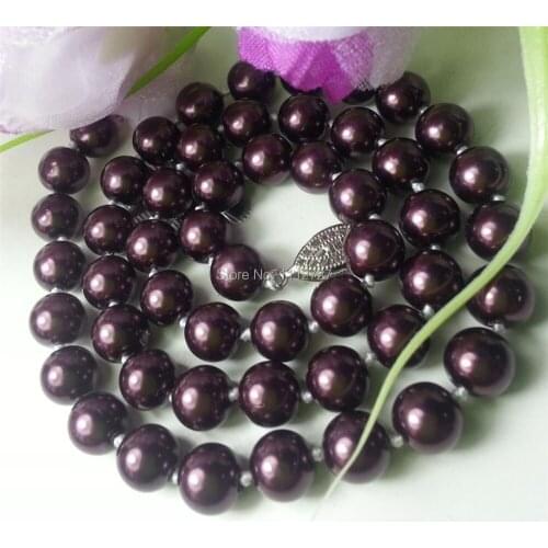 Charming Fashion 8mm Purple ocean shell pearls Necklace Beads Natural Stone Fashion Jewelry Making Design 18'' Wholesale Price