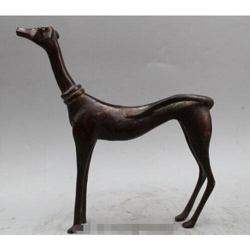 Wholesale factory 9" Chinese Folk Bronze Valiancy Ferocious Military Hound Dog Statue Sculpture
