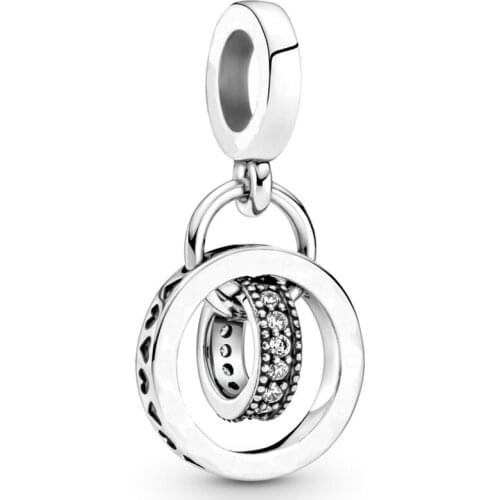 Original Logo Circles With Crystal Pendant Beads Fit 925 Sterling Silver Charm Europe Bracelet Bangle Diy Jewelry