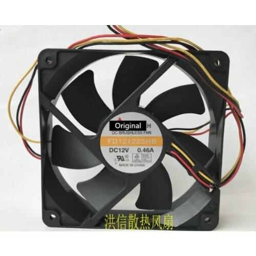 Original 100% working FD121225HB DC 12V 0.46A 3-wire 120x120x25mm Server Cooling Fan