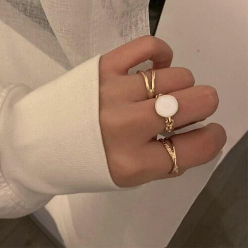 Open ring Fashion Jewelry Rings New Design 3 pcs One Set Alloy Row Hollow Black White Women Finger Ring For Girl Party Gifts