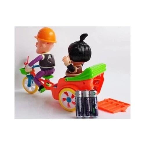 Plastic Strong Electric Tricycle Vehicles Bear Cartoon Light Music Universal Wheels Children Educational Toys Electronic Toy