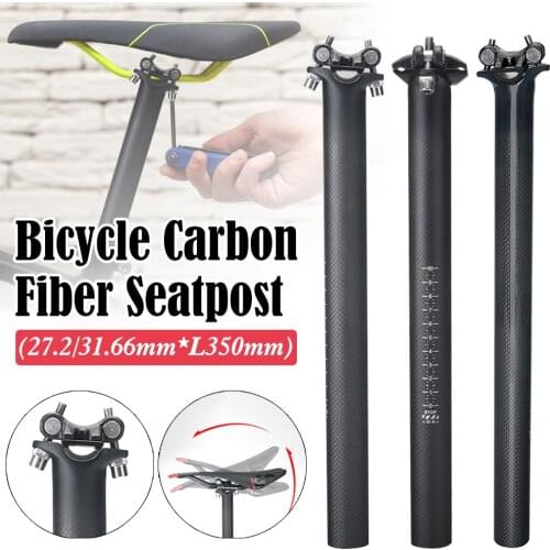 Bicycle Seatpost Carbon Fiber Adjustable MTB Road Bikes Seat Post 13.7"(350mm), Diameter 27.2/31.6mm Mountain Bike Parts