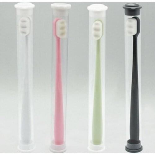 1Pc Boxed Portable Toothbrushes With Nano Ultra-fine Bristles Wave/Flat Teeth Head Travel Outdoor Use Oral Care Tool 4 Colors