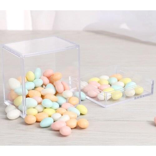 24Pcs Transparent Plastic Candy Box Biscuits Cookies Packing Box Party Treat Boxes Square Gift Container