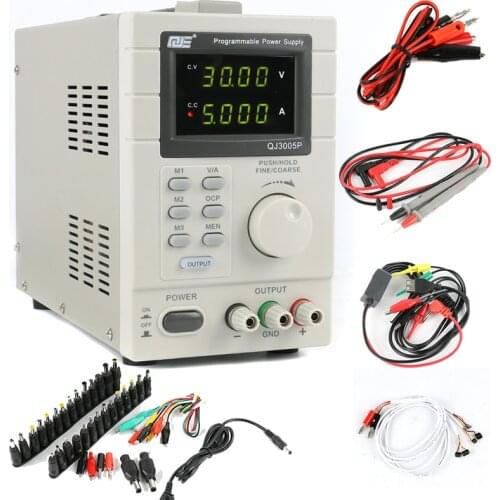 QJE QJ3005P Laboratory Adjustable LCD Digital Linear Programmable DC Power Supply 30V 5A USB Remote Control Via PC + DC JACK Set